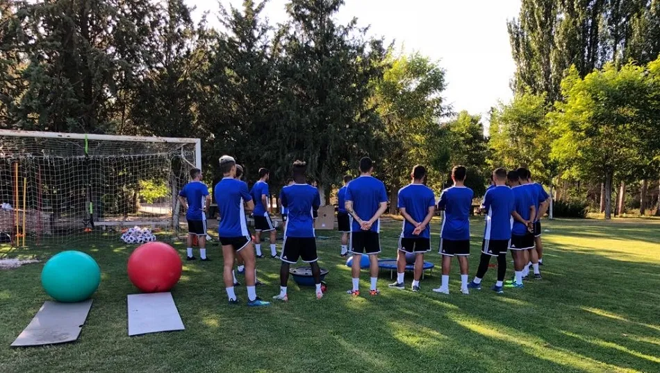 Los jugadores del Salamanca CF UDS durante un entrenamiento de pretemporada. Foto: www.salamancacfuds.com