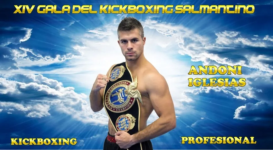 Cartel promocional de la incorporación de Andoni Iglesias a la Gala de Kickboxing de Salamanca.