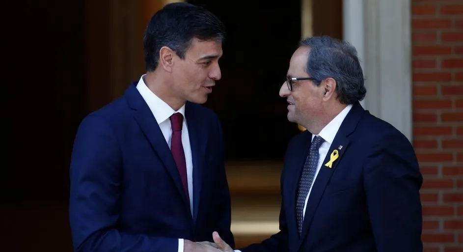 Pedro Sánchez y el presidente catalán. Foto: ABC