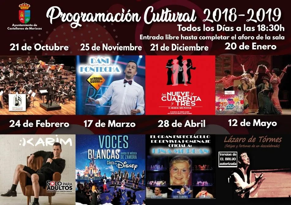 La programación cultural del Ayuntamiento incluye ocho atractivas propuestas hasta mayo
