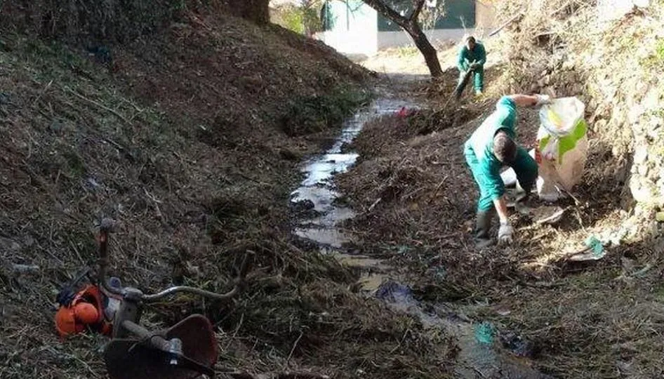 Trabajos de limpieza de cauces en Serradilla del Arroyo