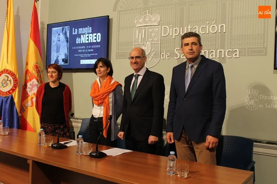 De izq. a dcha., Mercedes García, Victoria Pauwels, Javier Iglesias y Julián Barrera, en la presentación de La magia de Nereo