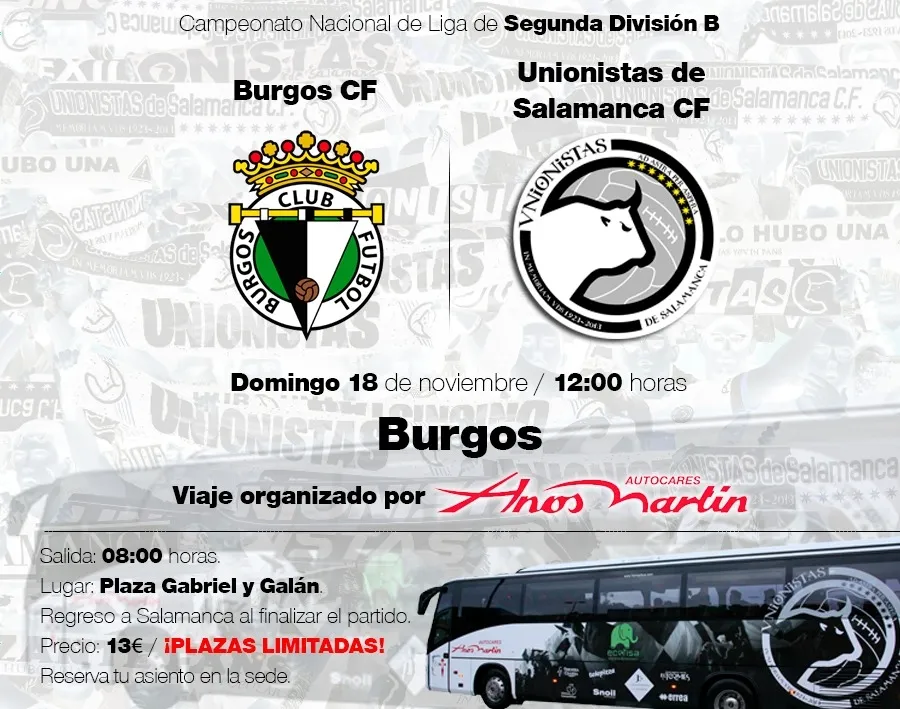 Unionistas organiza un viaje a Burgos para sus aficionados