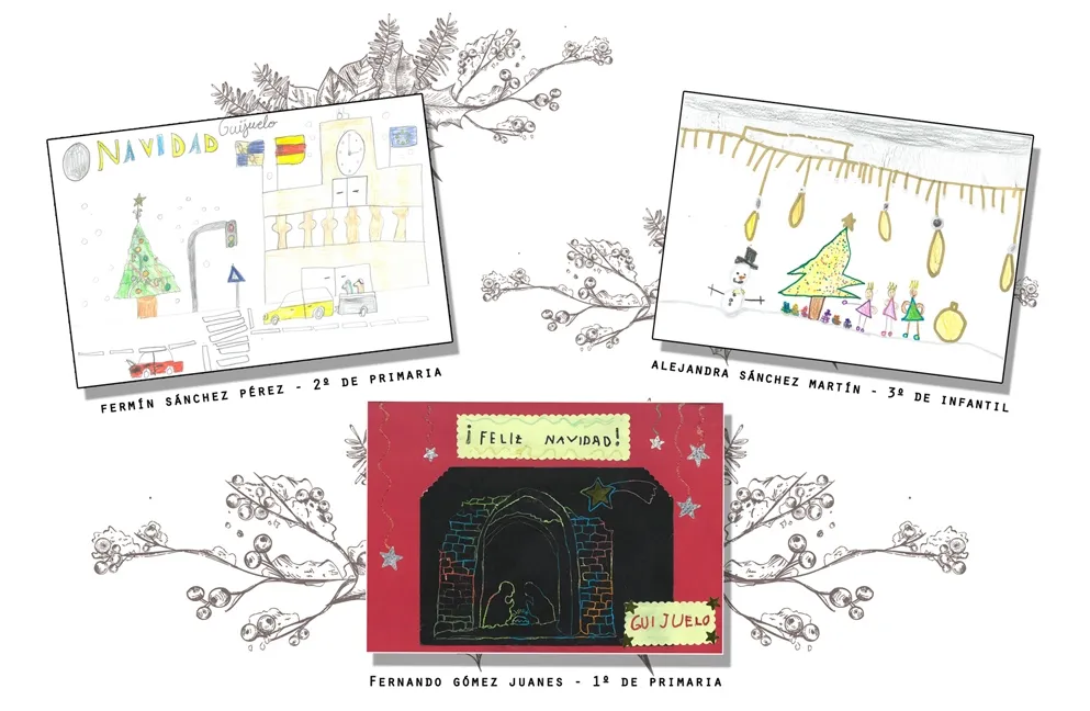 Alejandra Sánchez, Fernando Gómez y Fermín Sánchez felicitan con sus dibujos la Navidad...