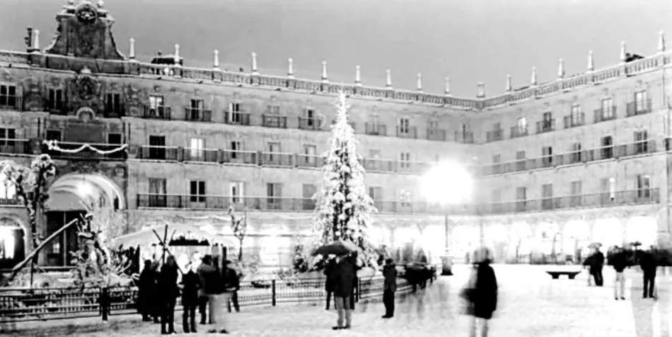 El árbol de Navidad que adornó la Plaza Mayor en los años sesenta