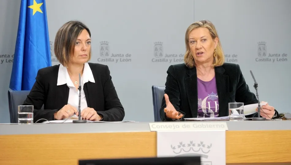 Las consejeras Milagros Marcos y Pilar del Olmo en la rueda de prensa sobre los acuerdo del Gobierno de Castilla y León