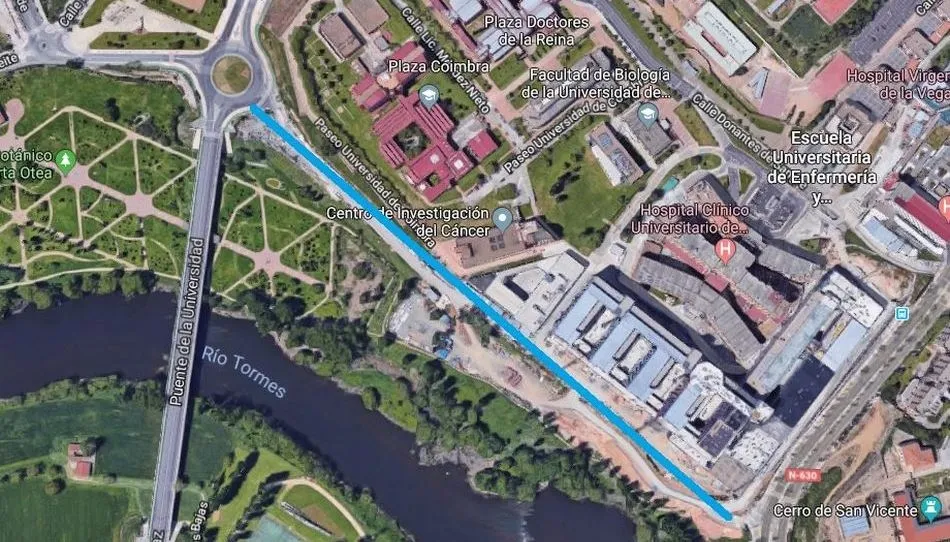 Plano del nuevo vial para acceder al Hospital