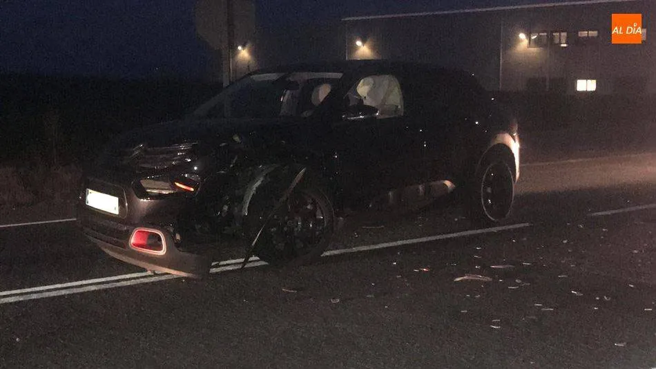Estado del vehículo implicado en la colisión en la carretera CL-510. Foto: Roberto Jiménez