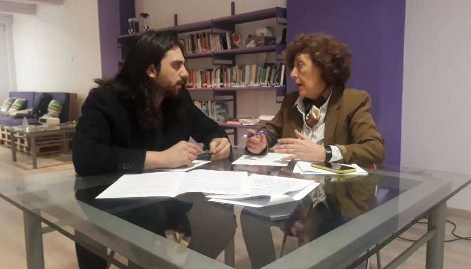 Antonio Espejo, candidato de Podemos Salamanca, se reúne con la procuradora Isabel Muñoz