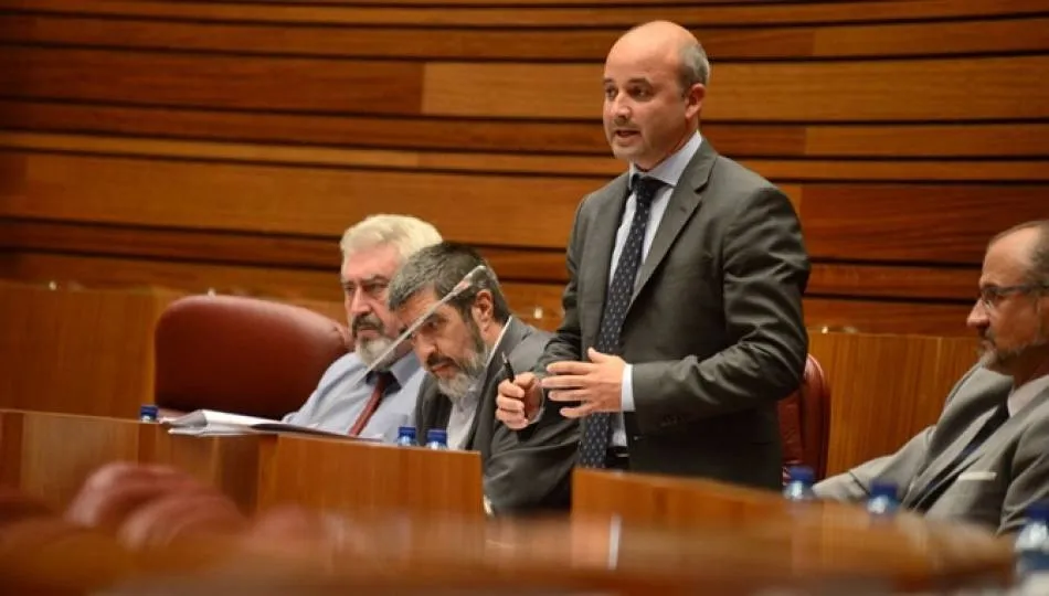 El procurador de Ciudadanos David Castaño, en las Cortes regionales