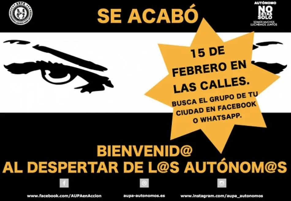 El colectivo Autónomos Unidos Para Actuar sale a la calle este viernes para defender sus derechos  