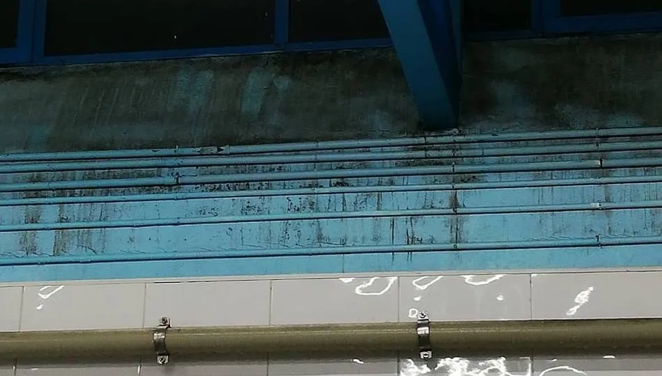 Humedades en una de las paredes de estas instalaciones, en Garrido