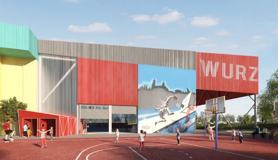 Recreación del futuro pabellón junto a Würzburg