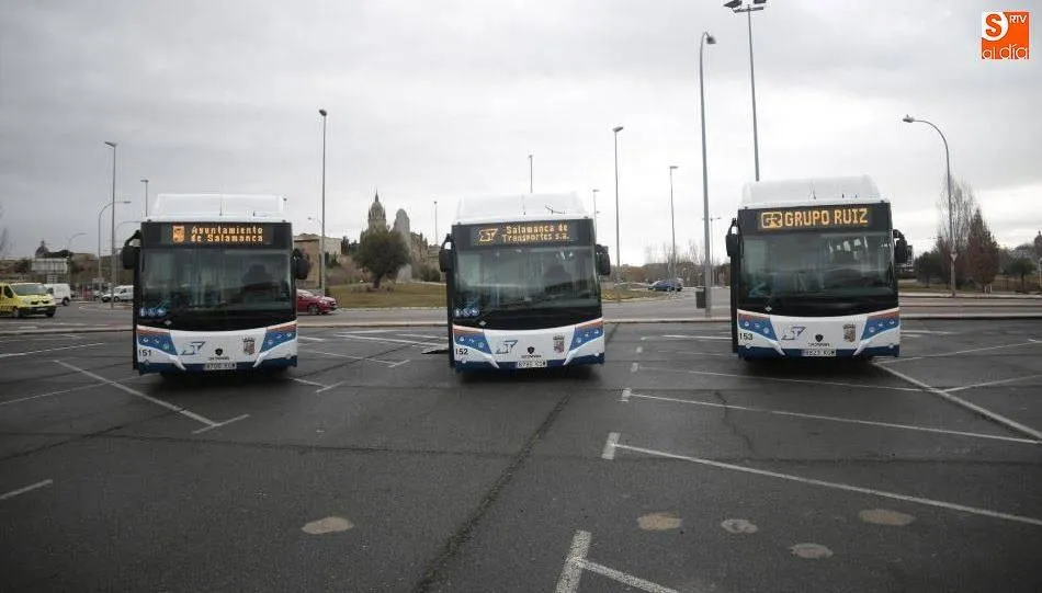 Algunos de los nuevos vehículos que presentaba recientemente la concesionaria del transporte público urbano de Salamanca
