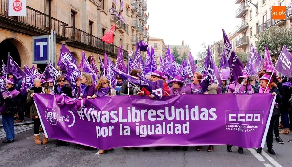 Manifestación de CCOO y UGT en la Gran Vía. Foto de Elena López
