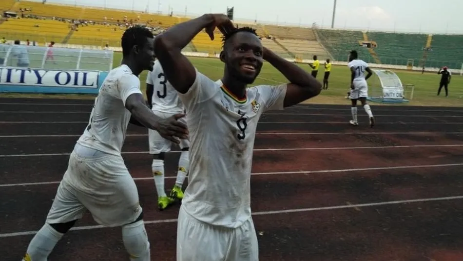Owusu celebra un gol con Ghana sub-23