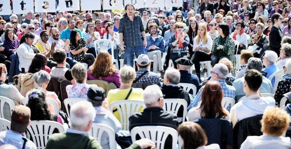 Pablo Iglesias, durante un acto de campaña en Pamplona. Foto: Podemos