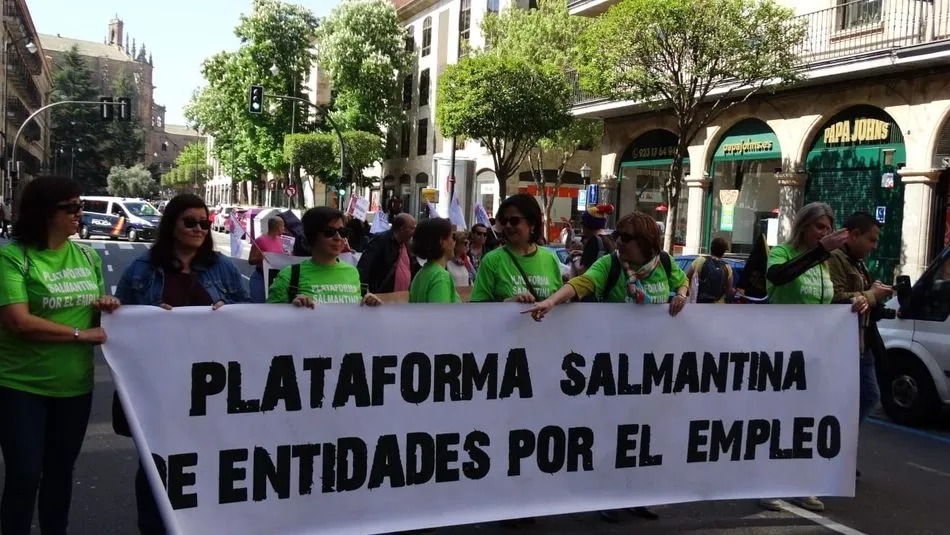 Manifestación de la Plataforma Salmantina de Entidades por el Empleo