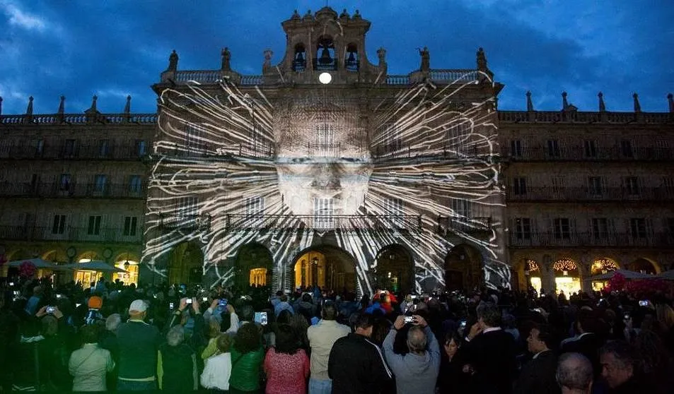 Una de las proyecciones en la Plaza Mayor, en una edición anterior de este festival