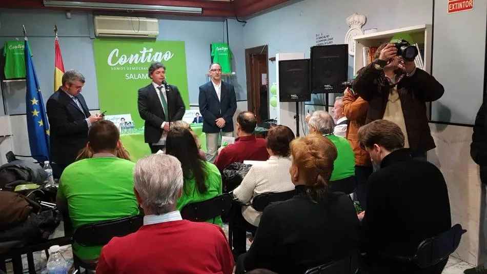 Antonio Jiménez Rodríguez candidato a la alcaldía de Salamanca y Responsable del partido Contigo Somos Democracia en Castilla y León, en un acto de esta formación