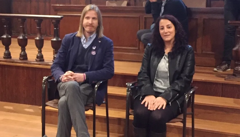 Pablo Fernández, candidato de Podemos a la presidencia de Castilla y León, en Salamanca
