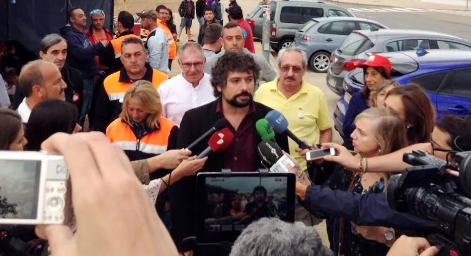 José Sarrión, excoordinador de IUCyL, en un acto de apoyo a los trabajadores de Vestas