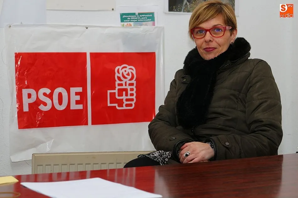 Teresa Díaz en el momento de ser elegida secretaria general del PSOE de Guijuelo en enero de 2018