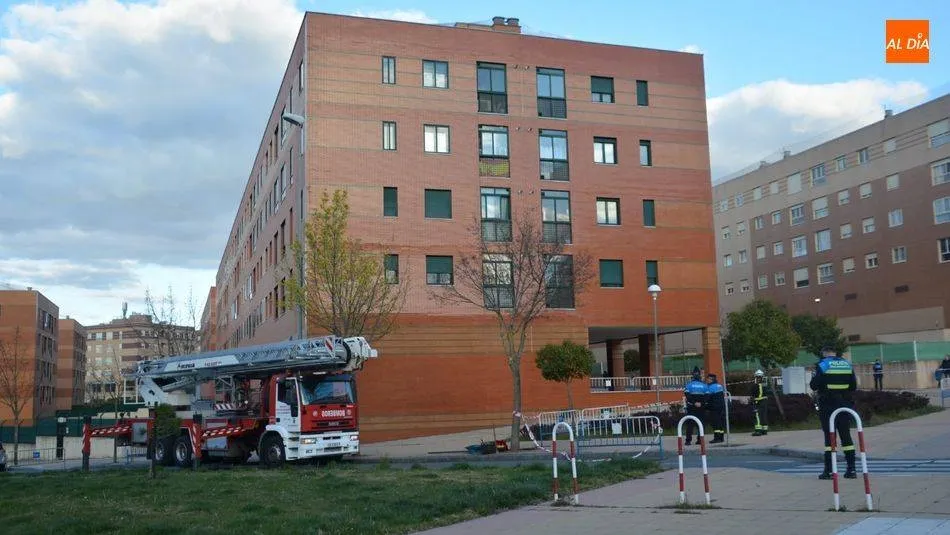 Un edificio de Salamanca, durante un suceso