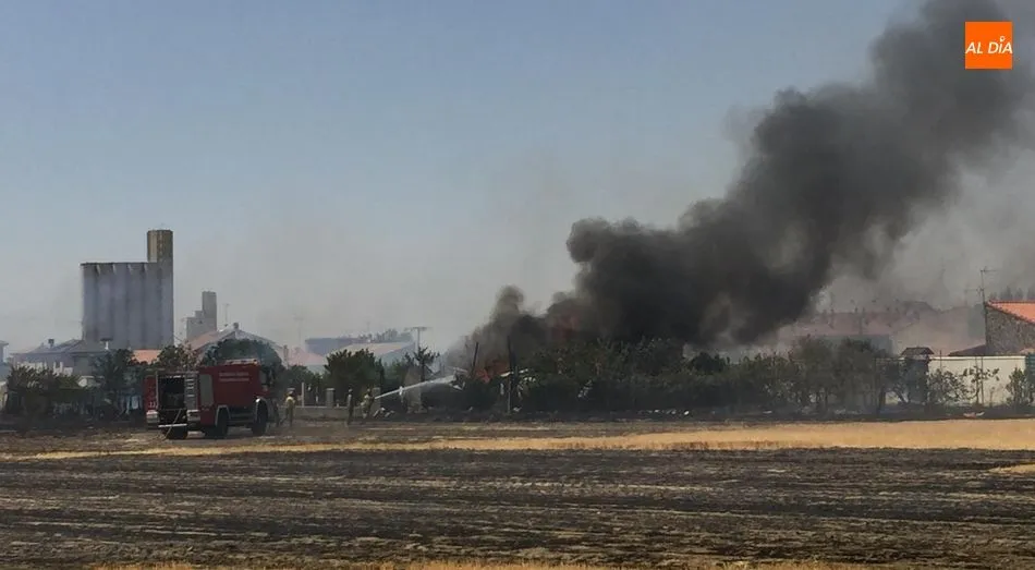Un incendio de gran envergadura quema varios huertos familiares en el polígono El Inestal de...