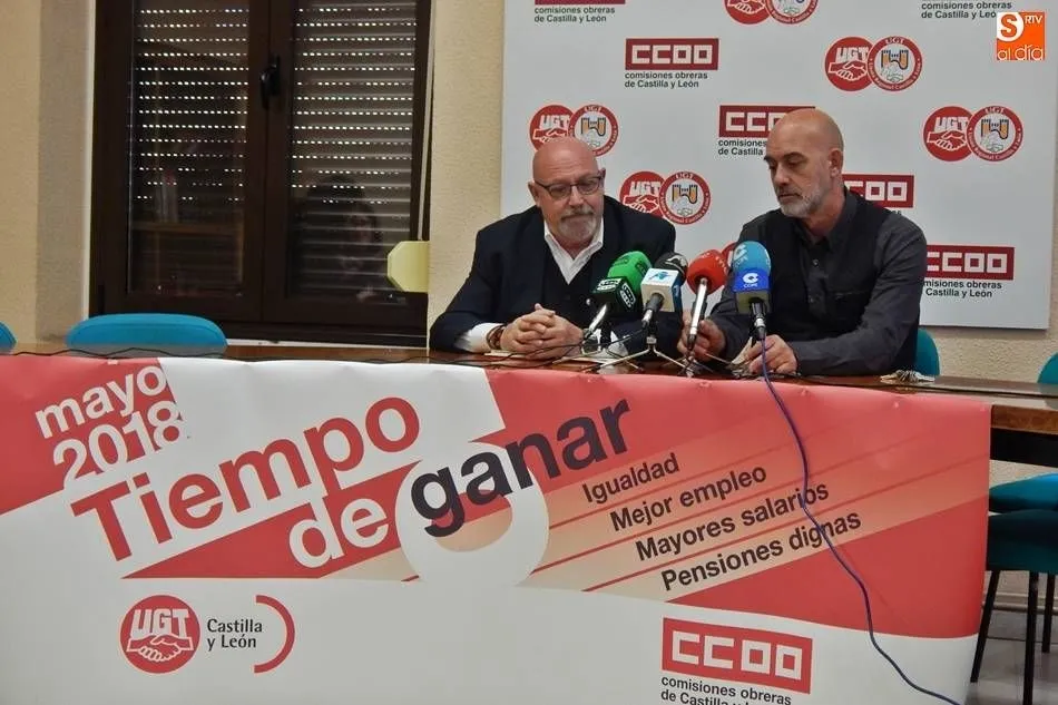 José Luis Hernández Rivas, secretario de UGT Salamanca, y Emilio Pérez, secretario CCOO Salamanca