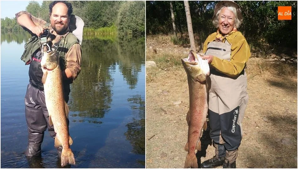 Desde Málaga con afición, madre e hijo pescando huchos en el Tormes  