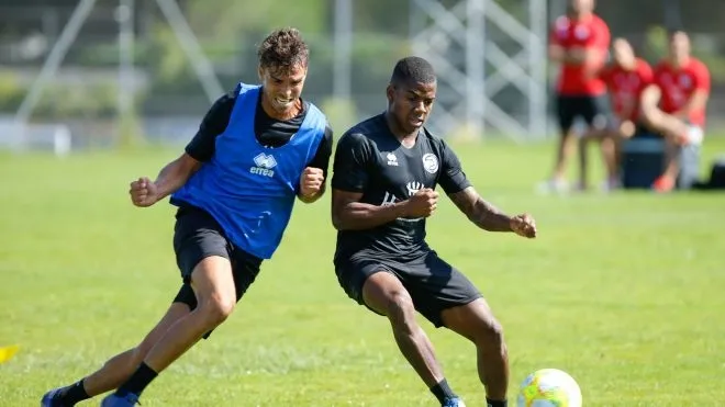 Ribelles y Matthieu, en un entrenamiento / Unionistas
