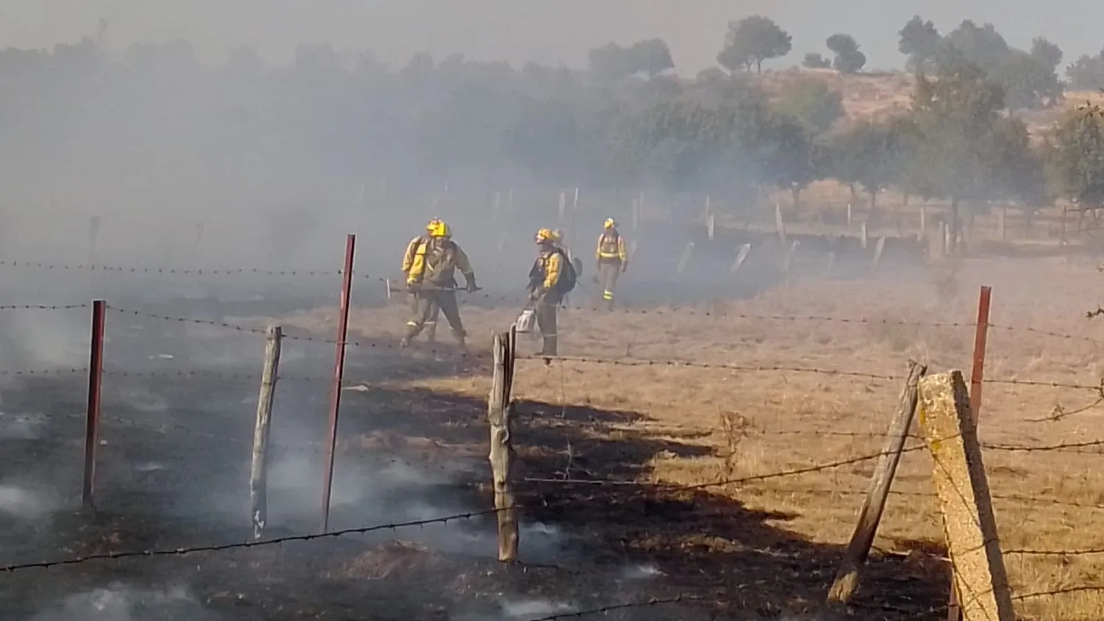 Labores de extinción del incendo de Valverde de Valdelacasa. Foto: @AT_Brif