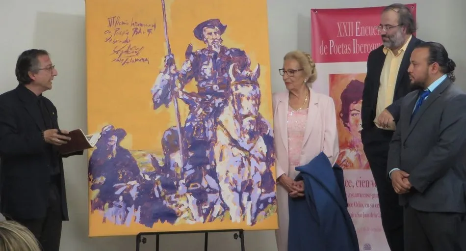 Miguel Elías, Fernández Labrador, Borja y Alencart, con El Quijote