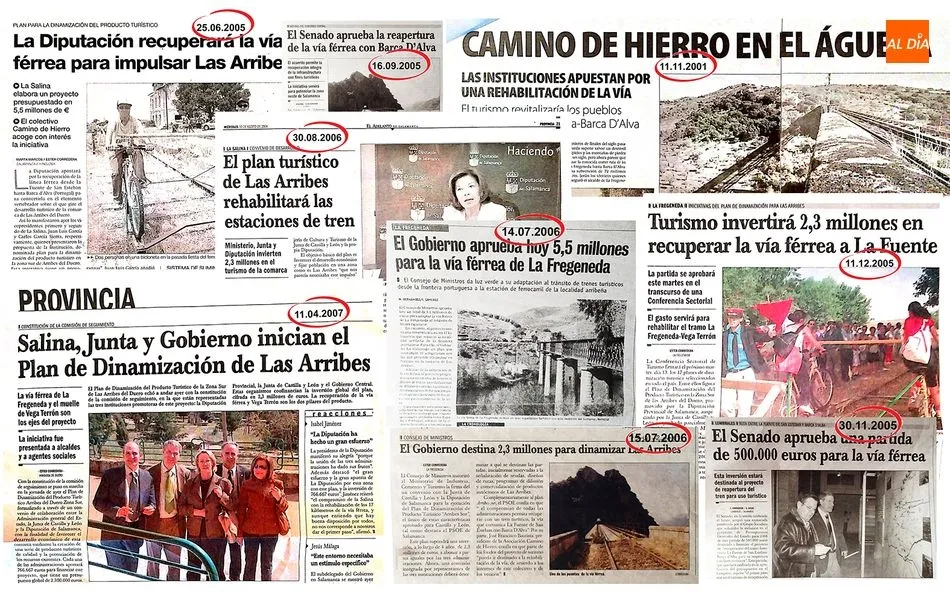 Recortes de prensa sobre intervenciones en la vía que nunca se realizaron