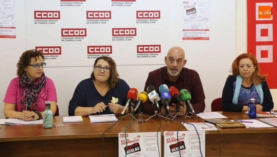 Foto de archivo de una rueda de prensa de CCOO sobre la precariedad laboral de Salamanca