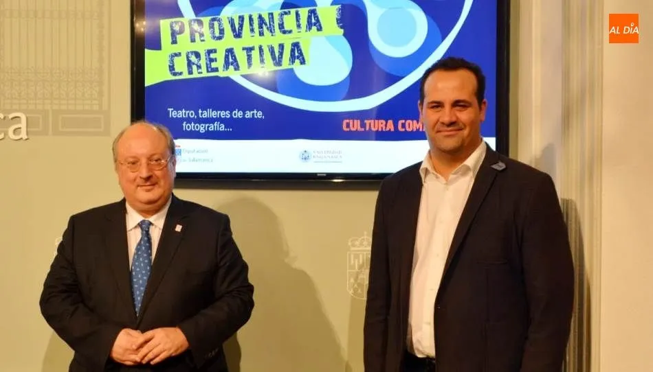 El diputado de Cultura, David Mingo, y el vicerrector de Política Académica y Participación Social, Enrique Cabero, en la presentación del programa Provincia Creativa. Foto de Lydia González