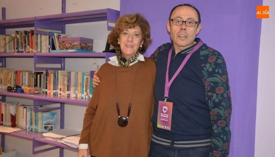 Isabel Muñoz y Genaro Luis García, cabezas de lista de Unidas Podemos en Salamanca. Foto de Lydia González