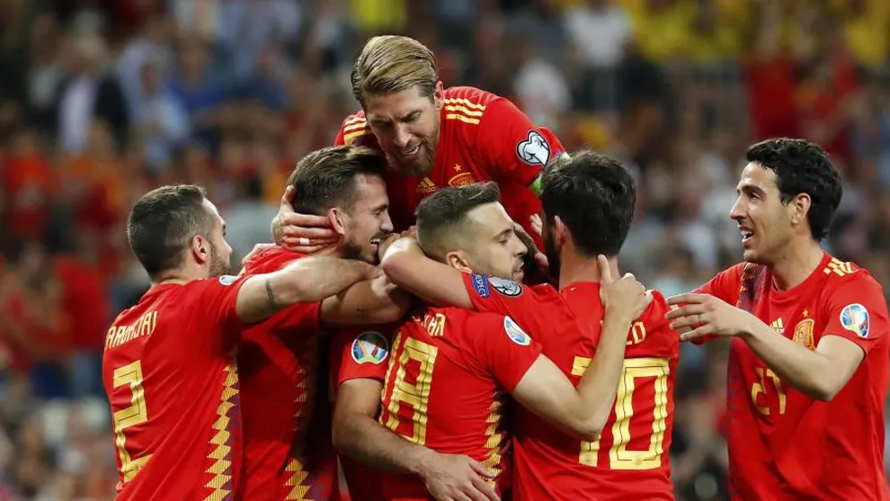 España celebra un gol