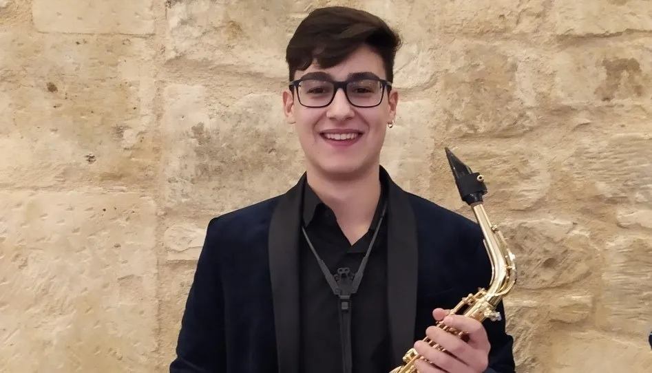 El joven saxofonista palentino Ginés Pérez Toledo, ganador del certamen