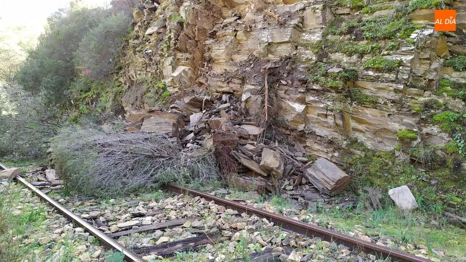 El temporal provoca derrumbes de piedras y árboles en la vía del Camino de Hierro
