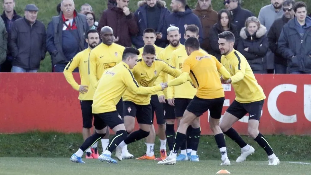 Un entrenamiento del Sporting