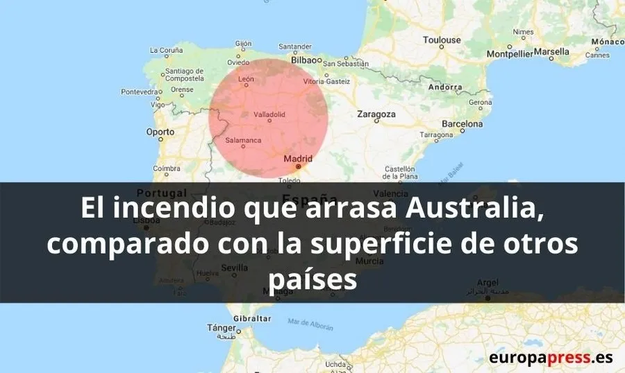 ¿Cómo de grande es el incendio de Australia? Un área más grande que Castilla y León