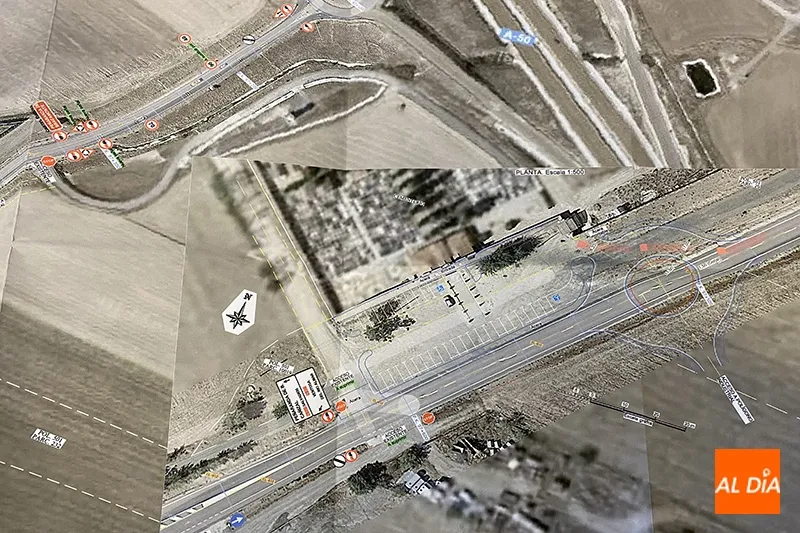 Plano del proyecto de la rotonda planteada para la CL-610