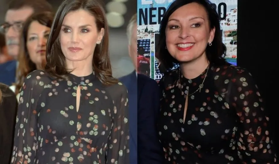 La reina Letizia, en Fitur, con el mismo vestido que la concejal de Nerja, Gema García. Foto de Josefina Blanco