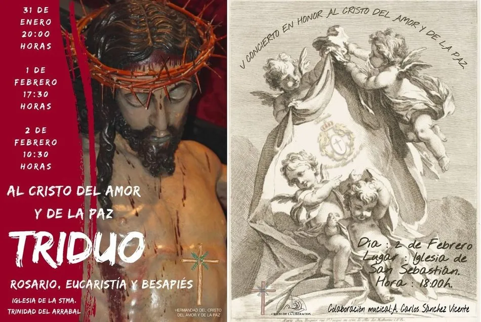 La hermandad del Arrabal celebra el triduo en honor al Cristo del Amor y de la Paz  