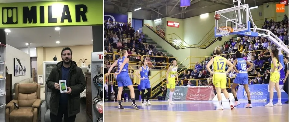 Ignacio Estévez recogiendo su premio tras acudir como público al partido entre Avenida y La Seu