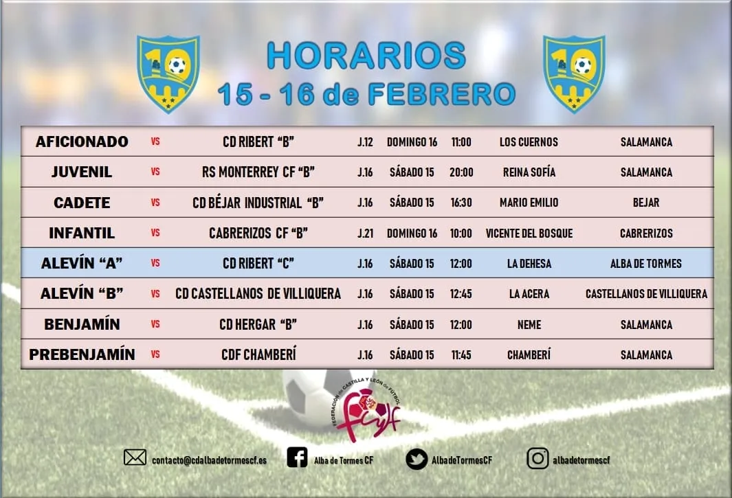 Alba de Tormes CF: Partidos del fin de semana