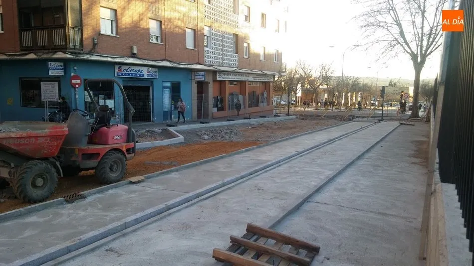 Imagen actual de las obras de la calle La Alberca, en el barrio San Bernardo