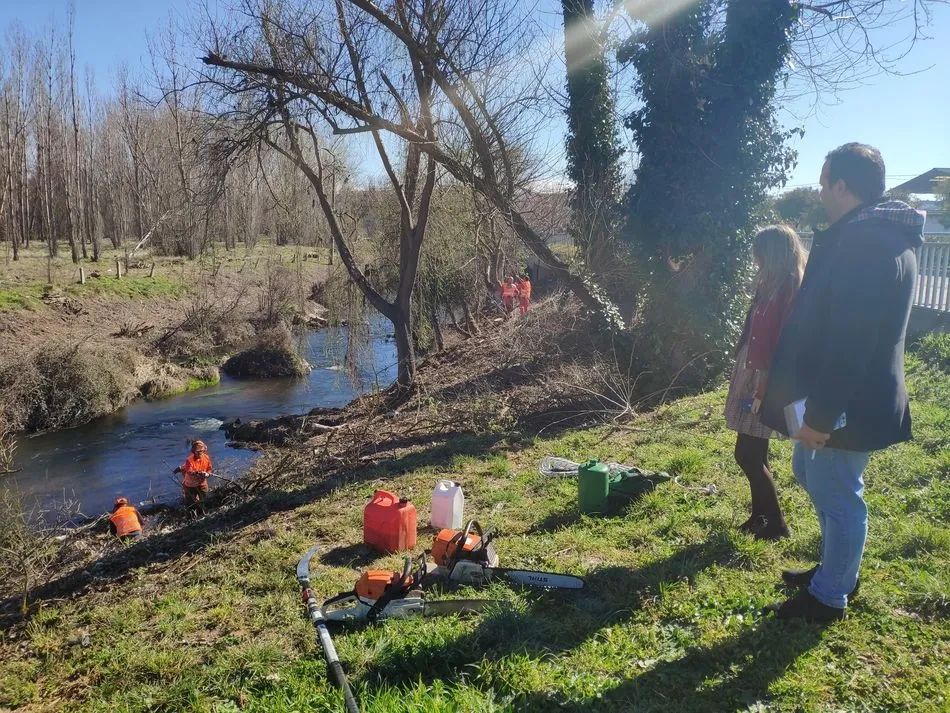 El Ayuntamiento limpia la ribera del Tormes a su paso por el núcleo urbano del municipio  